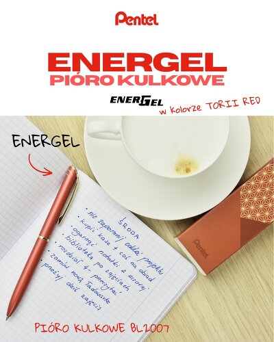 Dobre pomysły warto zapisywać. ✍️✨
EnerGel w kolorze obudowy Torii Red  do notatek, planów i wszystkiego, o czym nie chcesz zapomnieć. ❤️
#Pentel #EnerGel #PentelPolska #Notatki #stationery 
Produkt:
▪️ BL2007JPB-CK1 - Pióro kulkowe 
Sprawdź na www.pentel